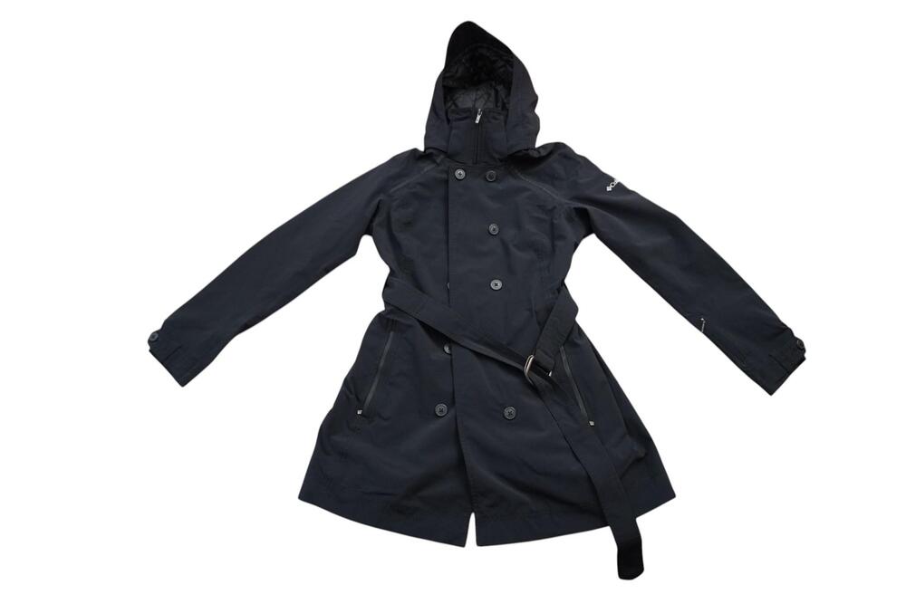 Columbia Coat Womens Large Black Omni-Heat Hooded Trench Belted Softshell